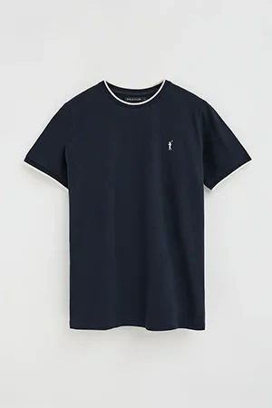 Camiseta azul marino de tejido pique con logo Rigby Go - Image 9