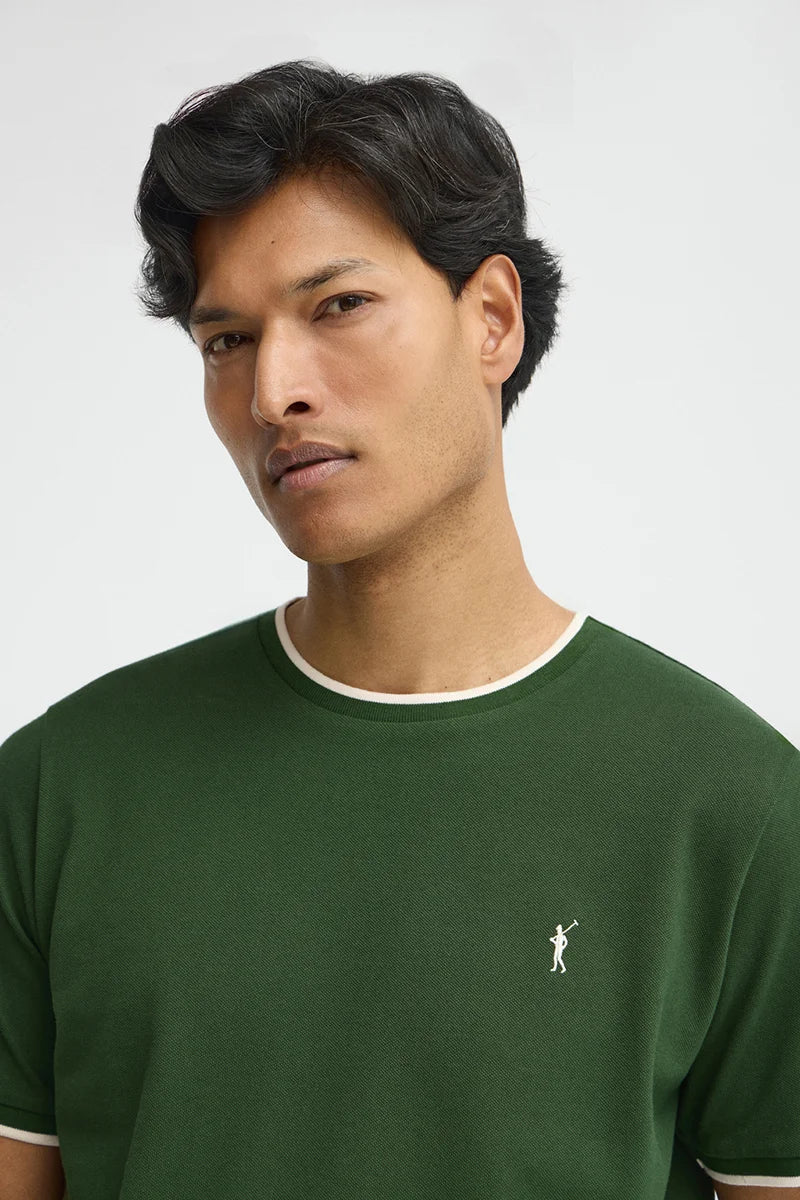 Camiseta verde botella de tejido pique con logo Rigby Go - Image 2