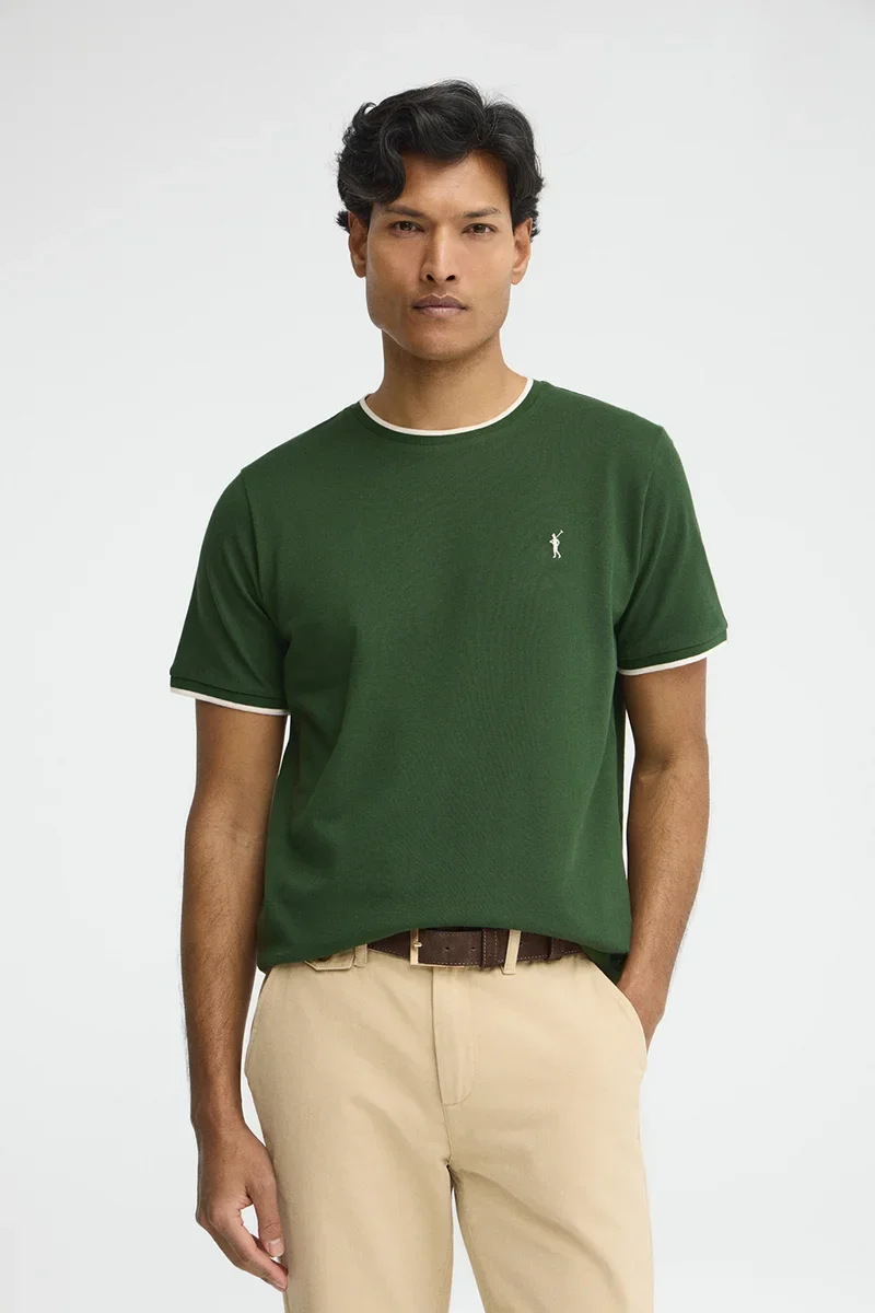Camiseta verde botella de tejido pique con logo Rigby Go - Image 3