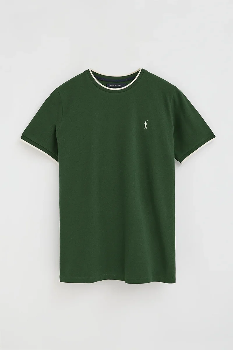 Camiseta verde botella de tejido pique con logo Rigby Go - Image 6