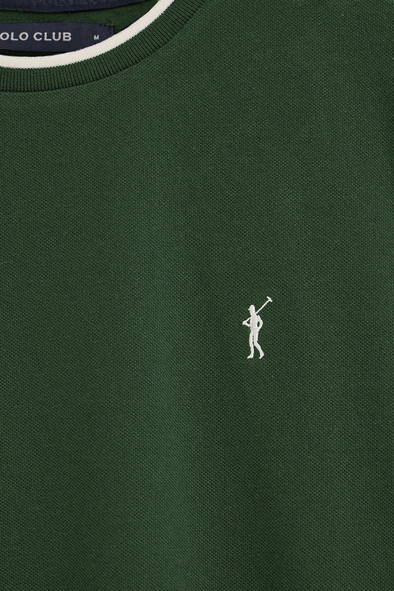 Camiseta verde botella de tejido pique con logo Rigby Go - Image 7
