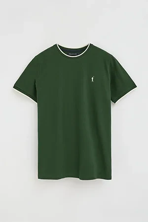 Camiseta verde botella de tejido pique con logo Rigby Go - Image 9