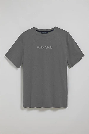 Camiseta gris asfalto de manga corta y cuello redondo con logotipo Polo Club - Image 3