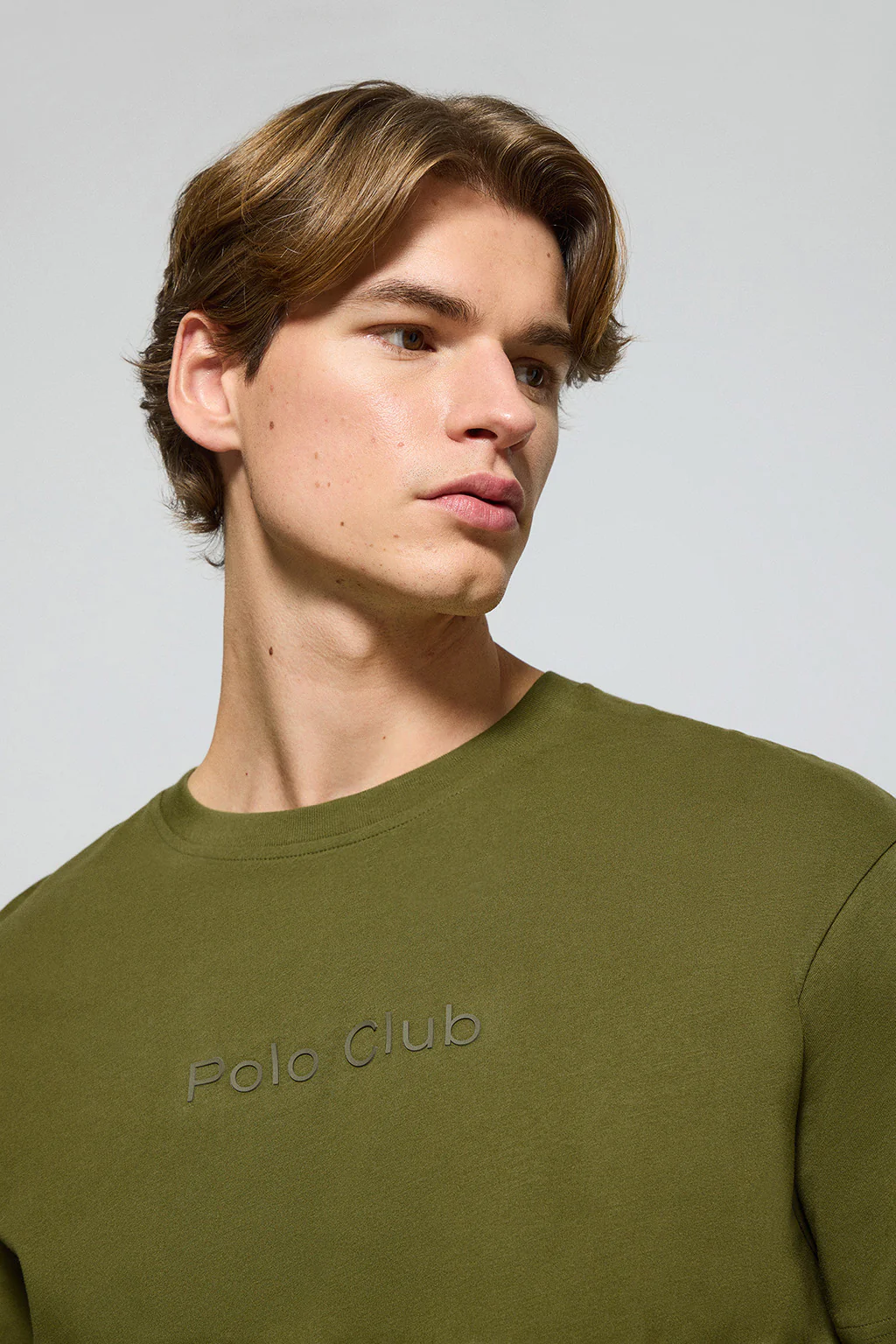 Camiseta verde caqui de manga corta y cuello redondo con logotipo Polo Club - Image 2