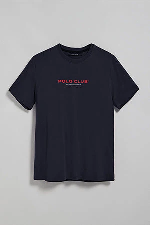 Camiseta azul marino de cuello redondo con logotipo engomado Polo Club - Image 10