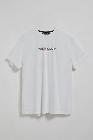 Camiseta blanca de cuello redondo con logotipo engomado Polo Club - Image 9
