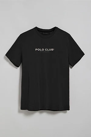 Camiseta negra de cuello redondo con logotipo engomado Polo Club - Image 6