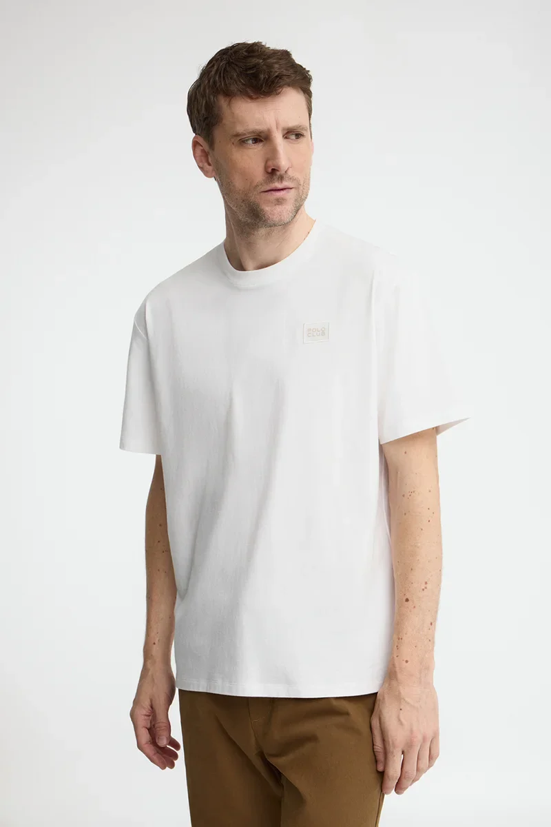Camiseta blanca de corte holgado con parche Polo Club