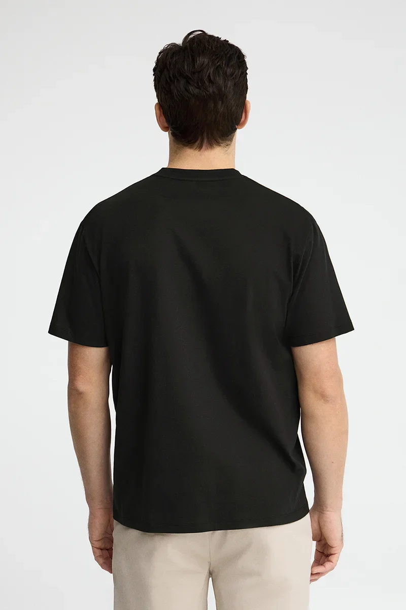 Camiseta negra de corte holgado con parche Polo Club - Image 5