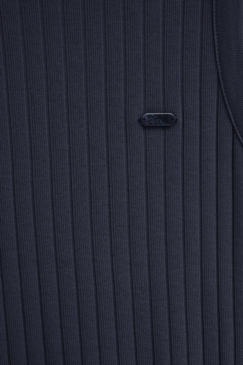 Camiseta sin mangas azul marino de canalé y escote de pico con logo Polo Club - Image 7