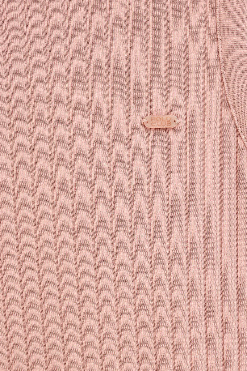 Camiseta sin mangas rosa palo de canalé con logo Polo Club - Image 7