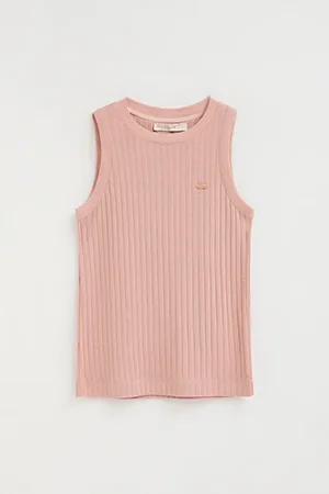 Camiseta sin mangas rosa palo de canalé con logo Polo Club - Image 9