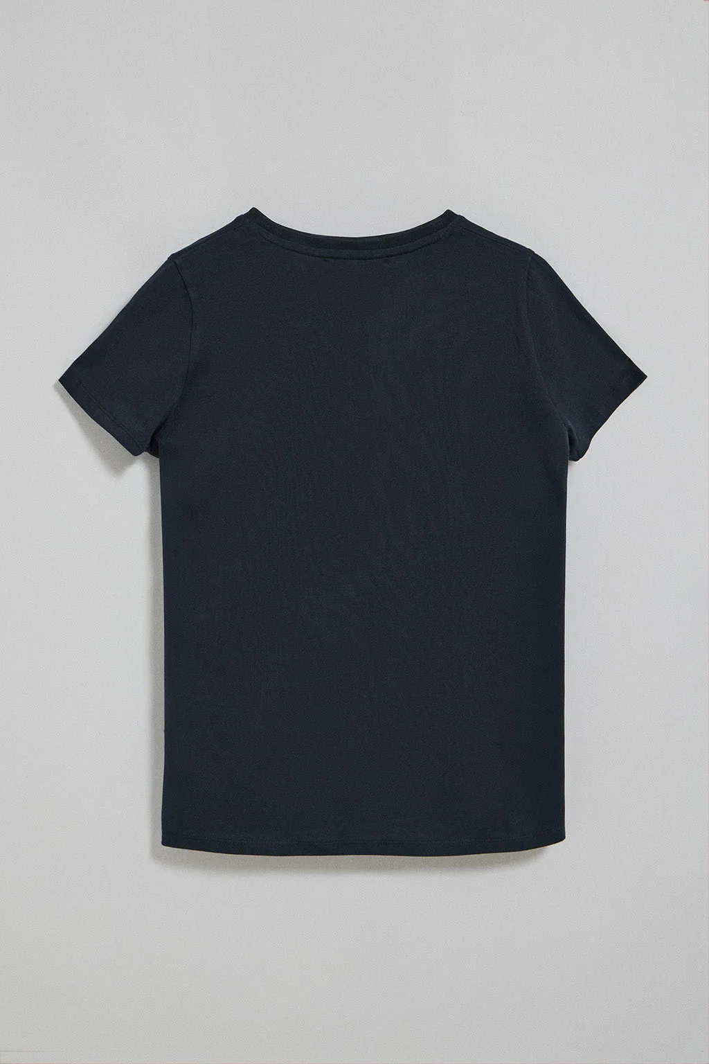 Camiseta de cuello redondo azul marino con logo engomado Polo Club - Image 10