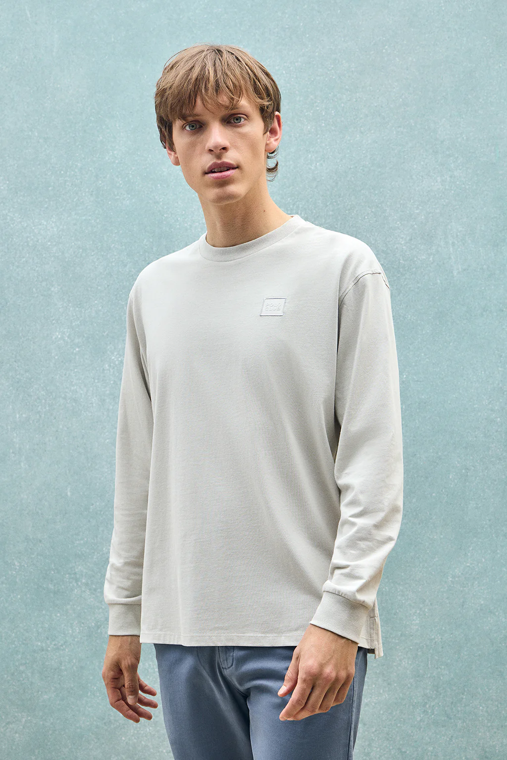 Camiseta gris claro holgada con detalle Polo Club - Image 4