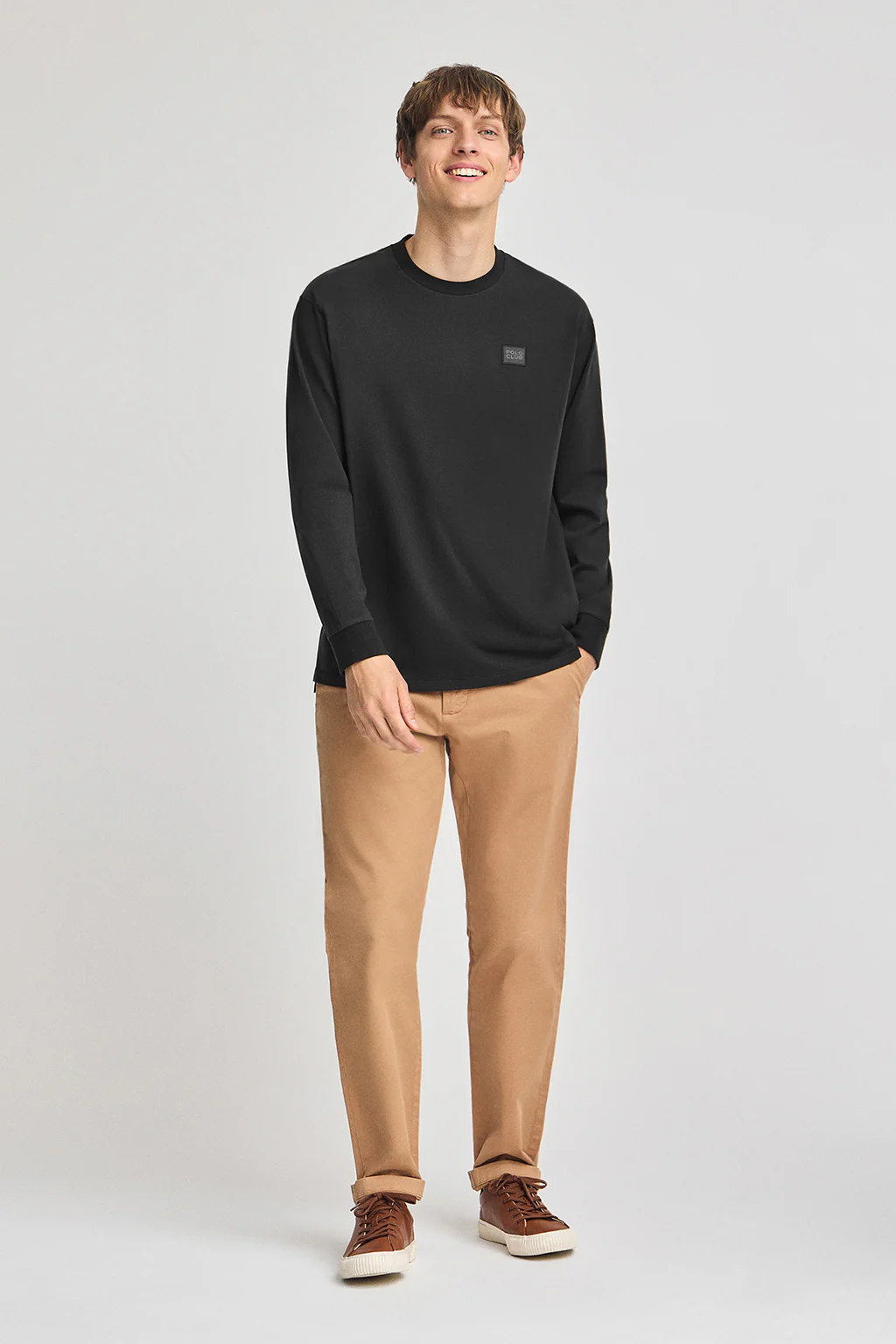 Camiseta negra holgada con detalle Polo Club - Image 3