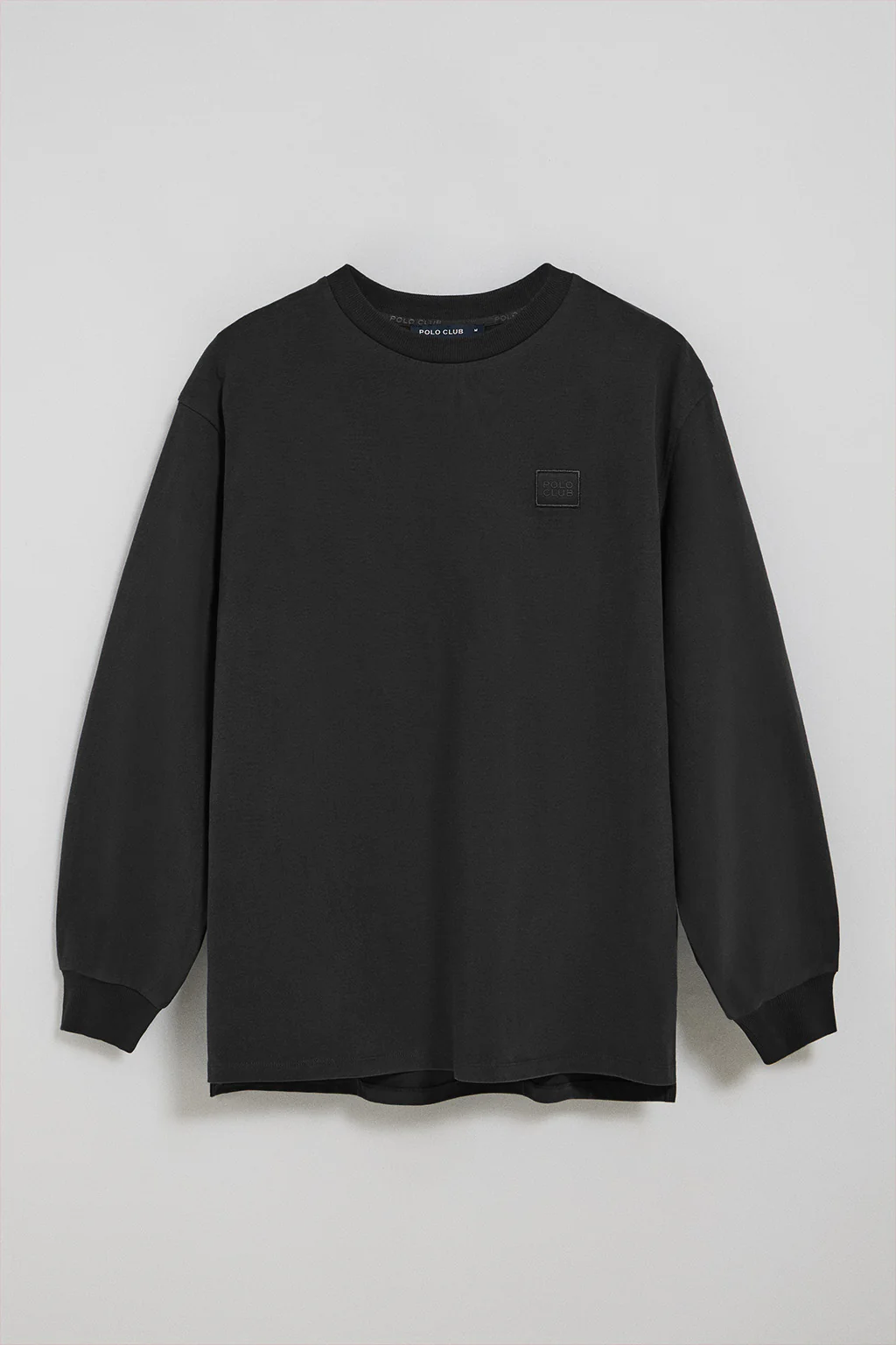 Camiseta de manga larga y cuello redondo negra con detalle Polo Club