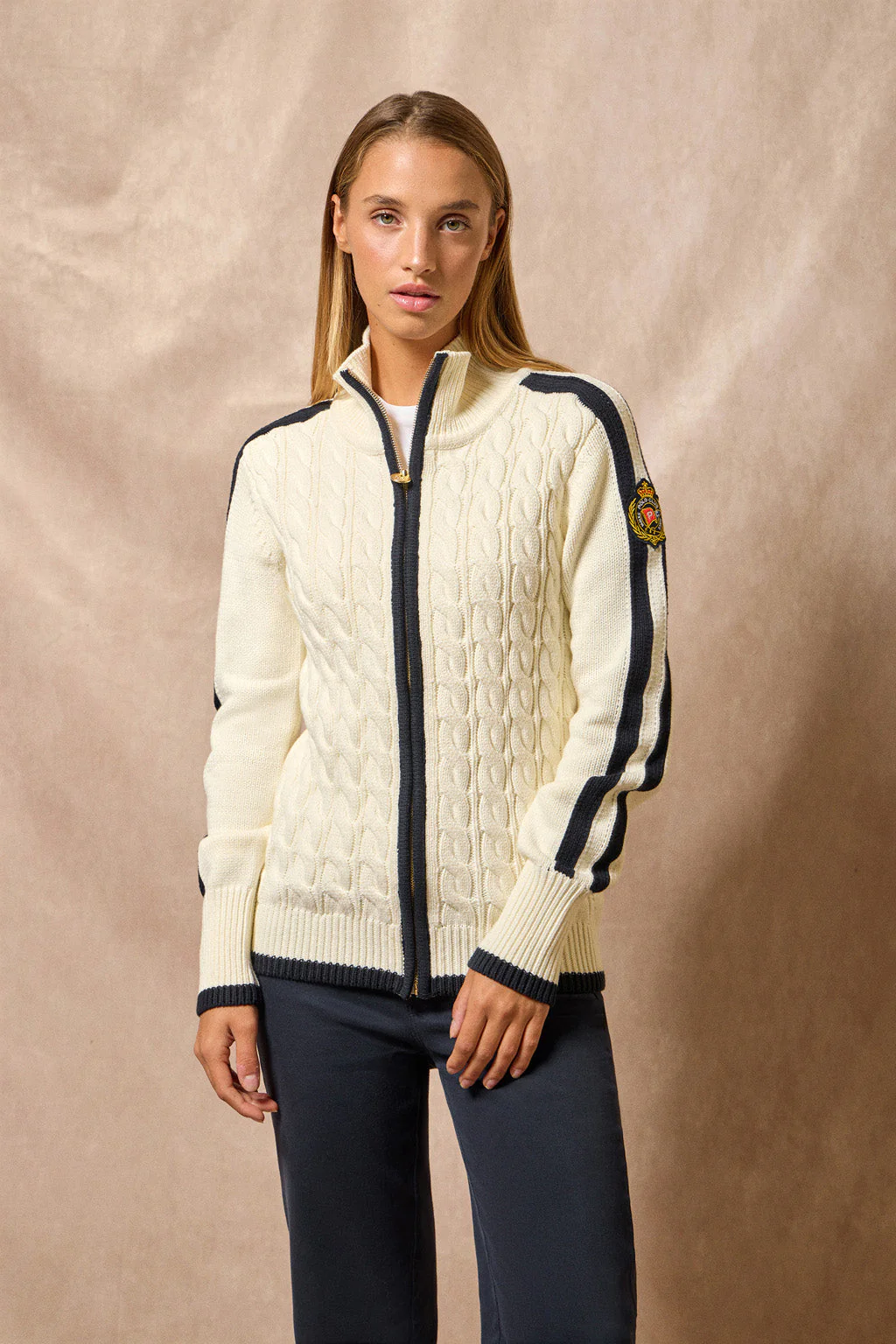 Cárdigan con cremallera beige con parche Nautic Polo Club - Image 4