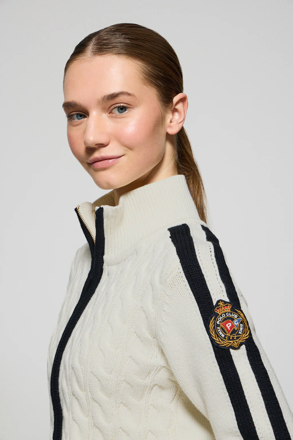 Cardigán beige con cremallera y parche Nautic Polo Club - Image 2