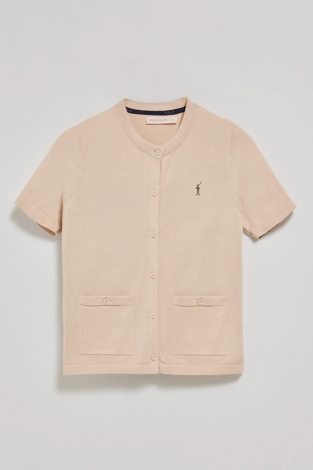 Cárdigan beige de manga corta abotonado con logo Rigby Go - Image 8