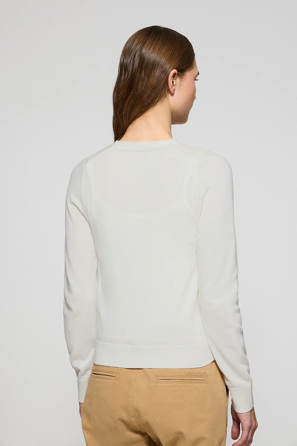 Cárdigan beige de punto abotonado con cuello pico y bordado Rigby Go - Image 4