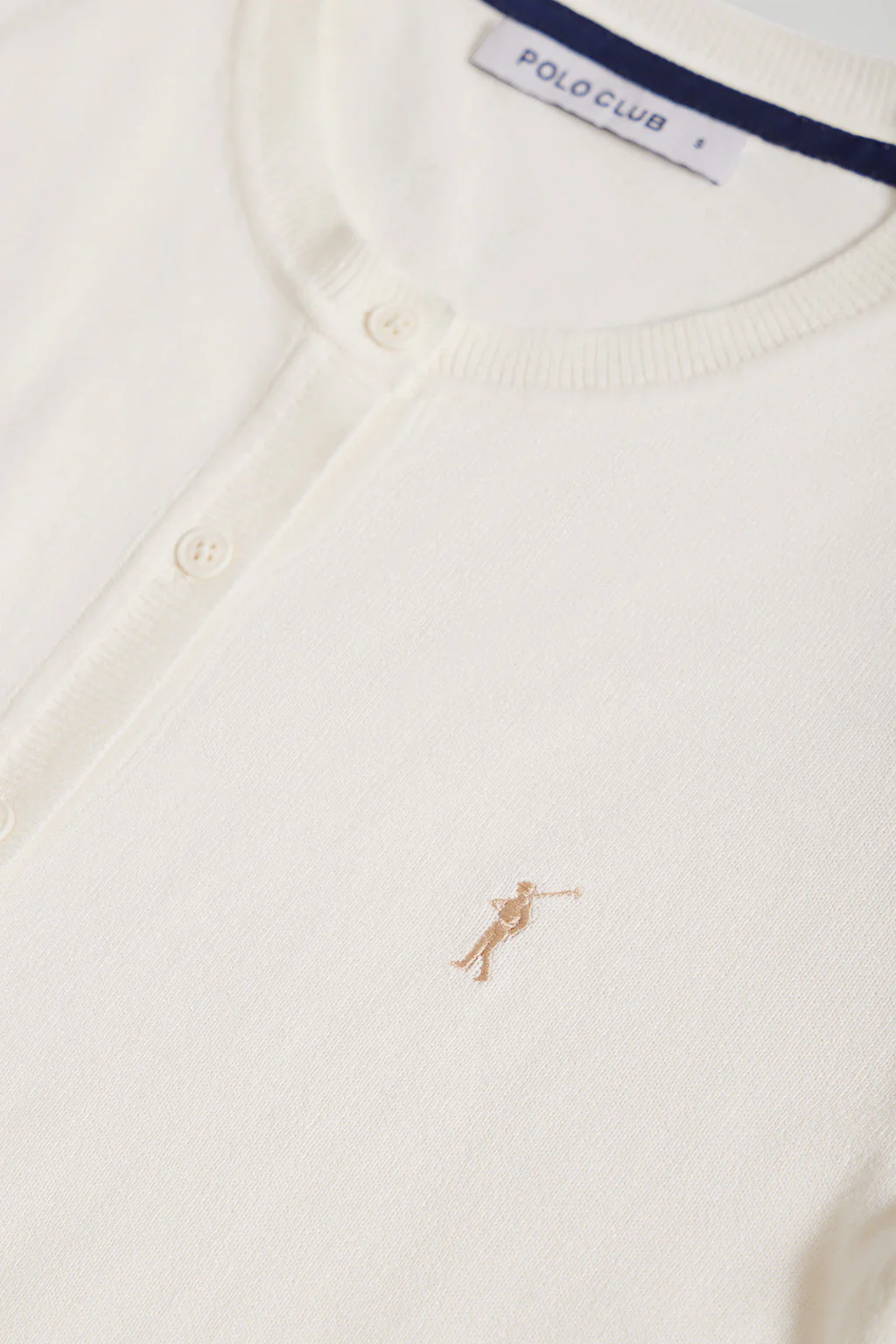 Cárdigan beige de punto con botonadura y logo bordado Rigby Go - Image 6