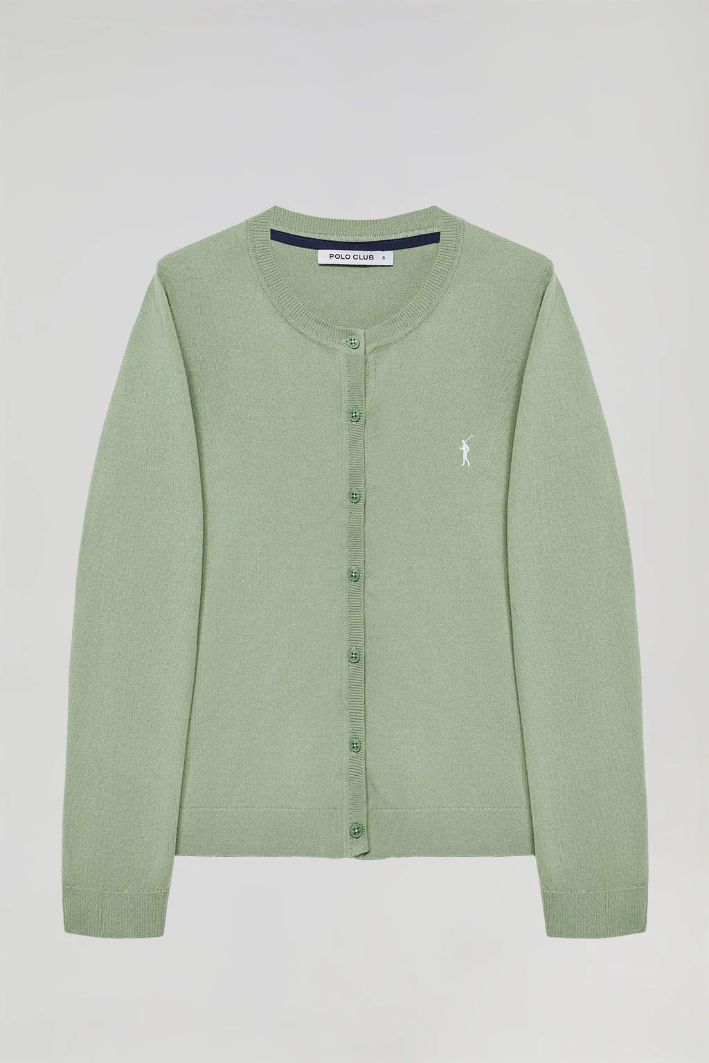 Cárdigan verde jade de punto con botonadura y logo bordado Rigby Go - Image 7