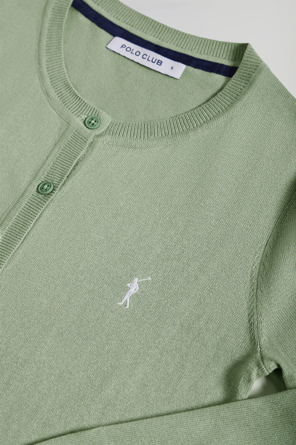 Cárdigan verde jade de punto con botonadura y logo bordado Rigby Go - Image 8