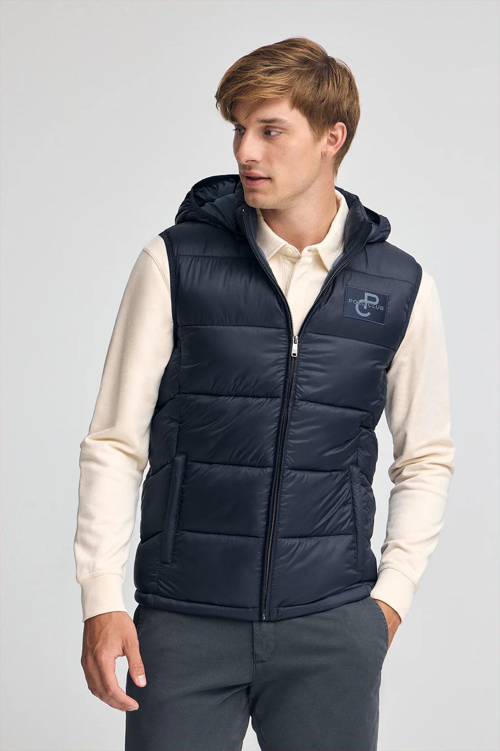 Chaleco ultralight azul marino con logo Polo Club