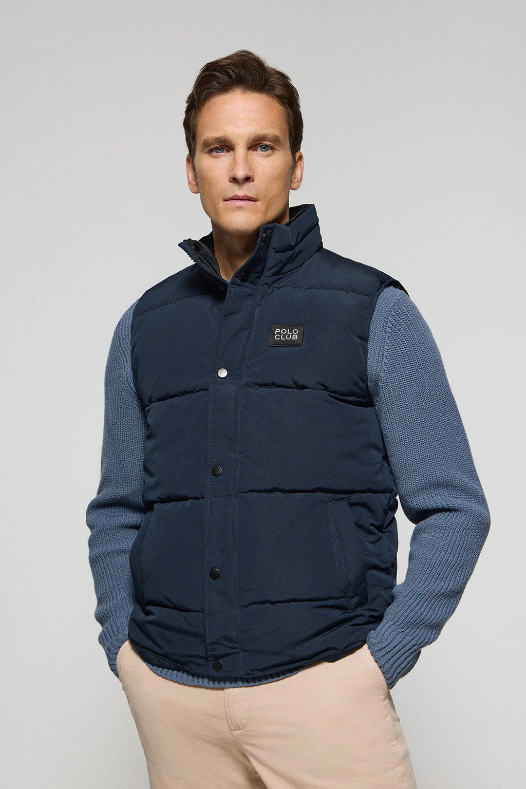 Chaleco azul acolchado con parche engomado Polo Club