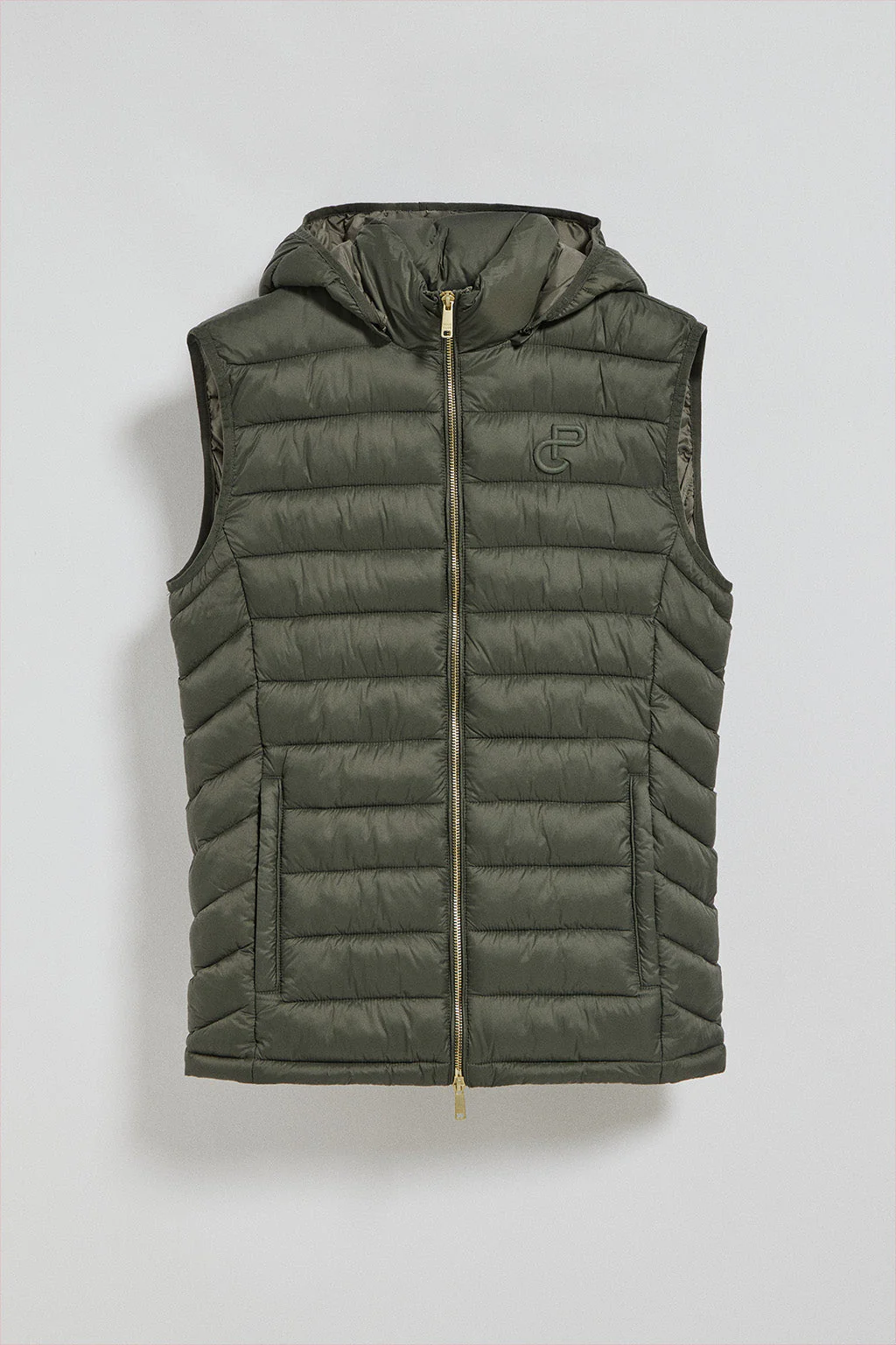 Chaleco ultralight verde Pau de capucha extraíble y bordado PC - Image 8