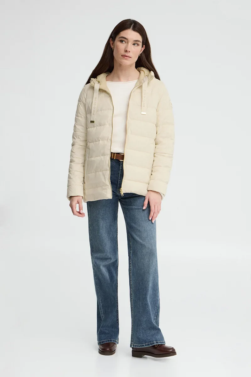 Chaqueta reversible Agueda color crema y beige con logo Polo Club - Image 3