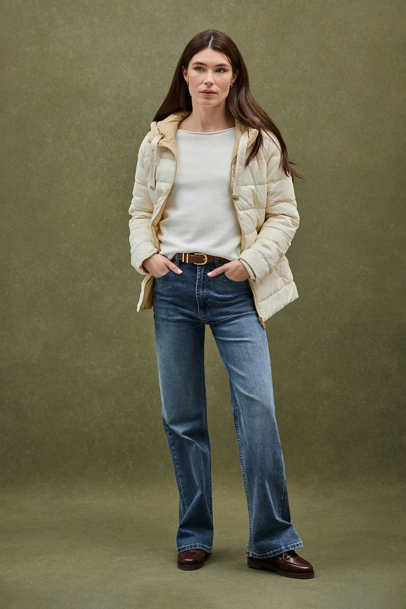 Chaqueta reversible Agueda color crema y beige con logo Polo Club - Image 4