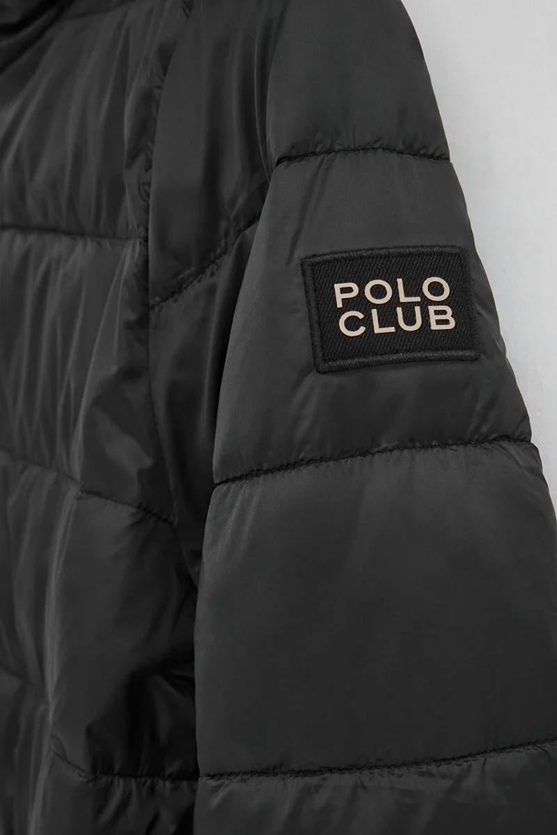 Chaqueta reversible Agueda negra y marrón claro con logo Polo Club - Image 7