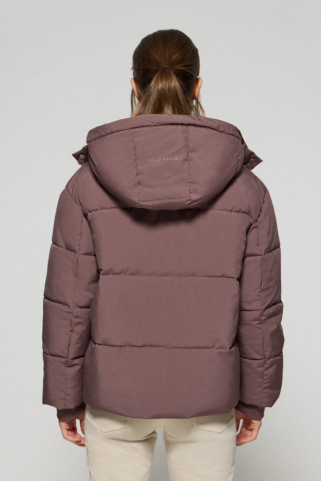 Chaqueta corta Artic rosa taupe de capucha fija y detalles Polo Club - Image 7