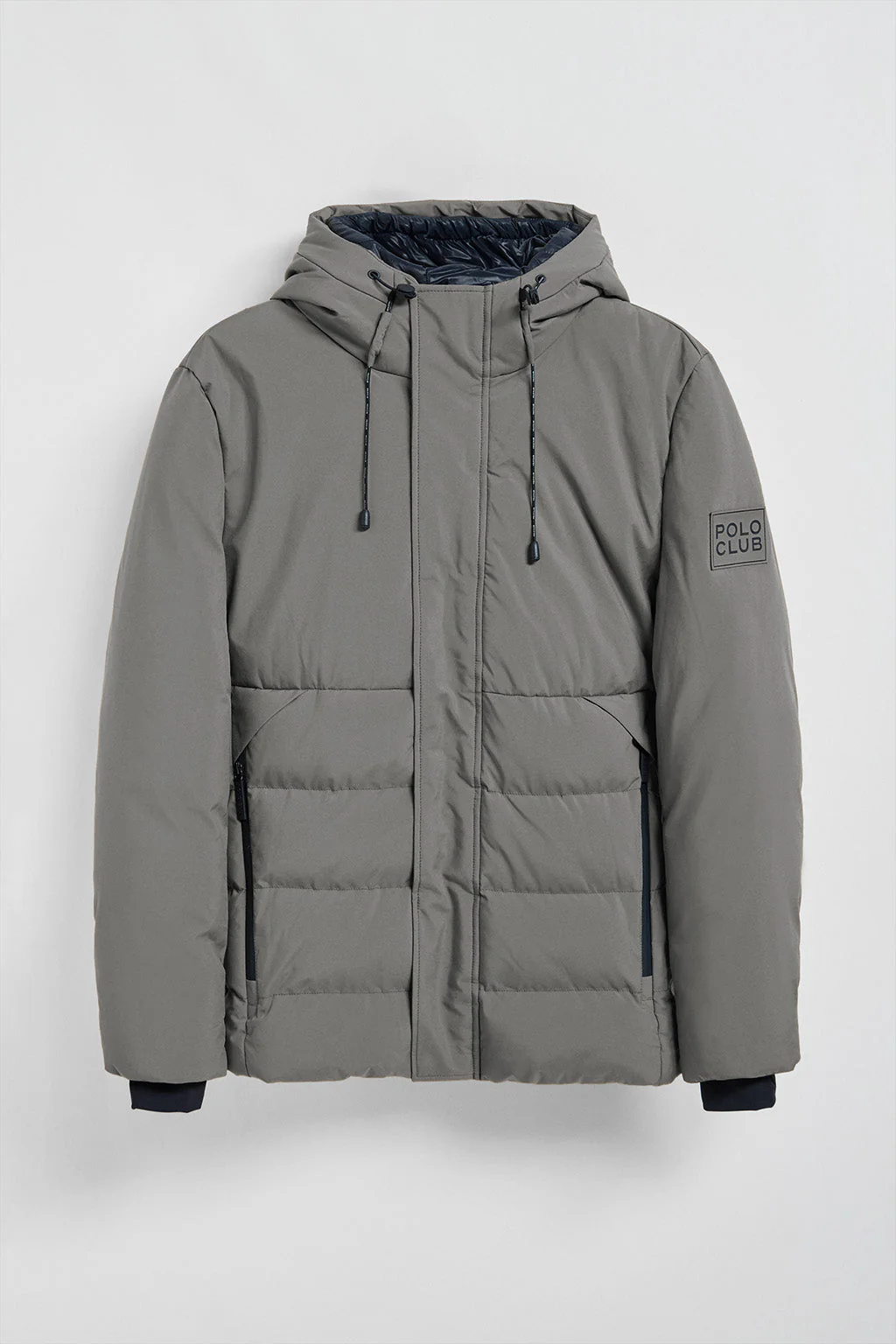 Abrigo gris asfalto Aspen acolchado de capucha fija y detalles Polo Club - Image 6