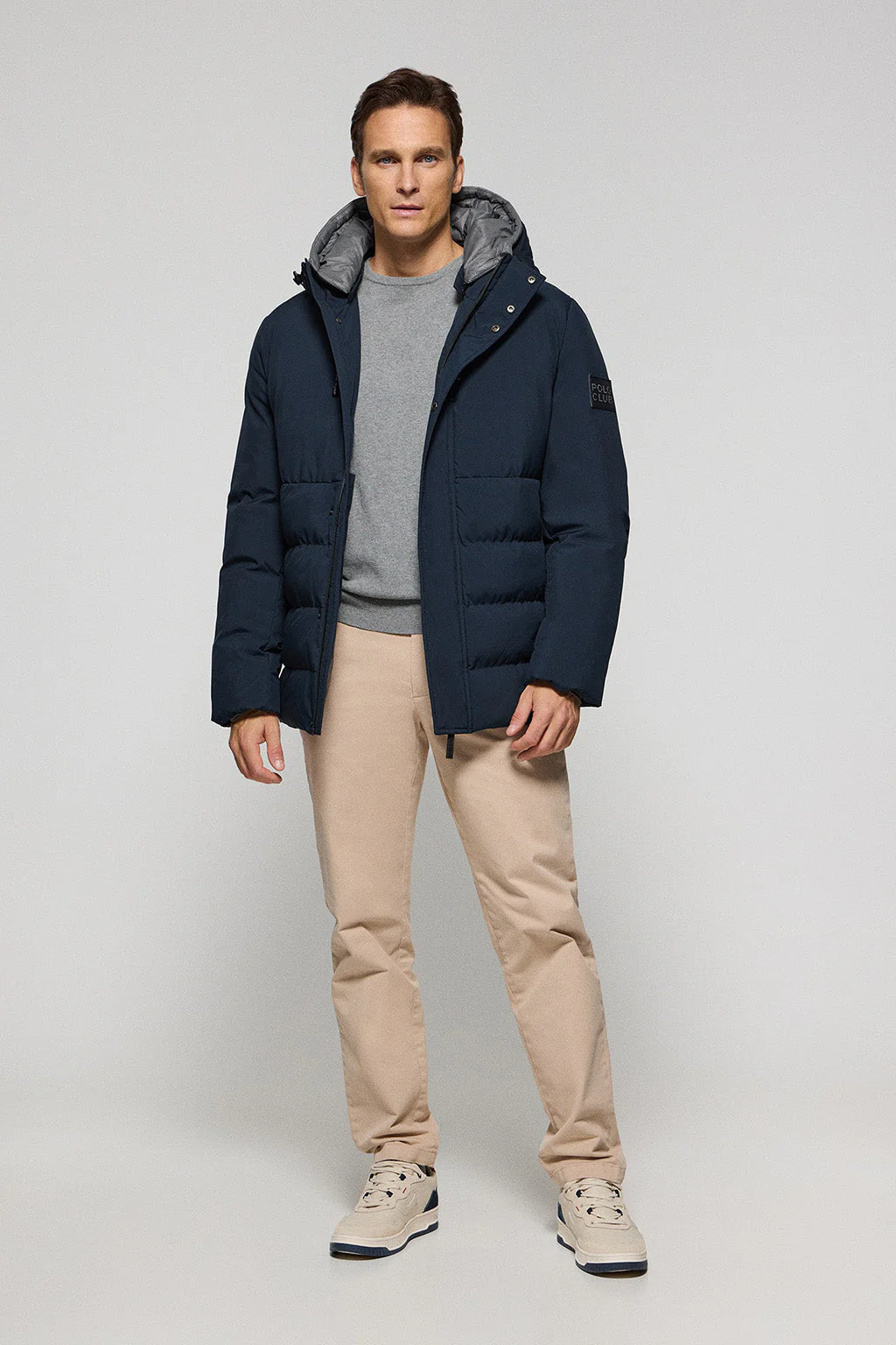 Abrigo azul marino Aspen acolchado de capucha fija y detalles Polo Club - Image 3