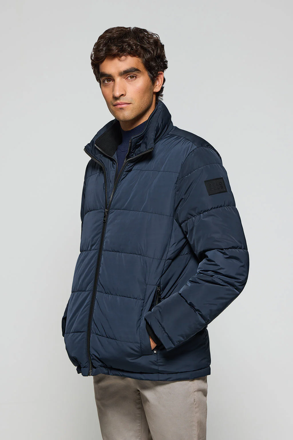 Chaqueta Brooklyn acolchada azul marino con detalle en la manga - Image 4
