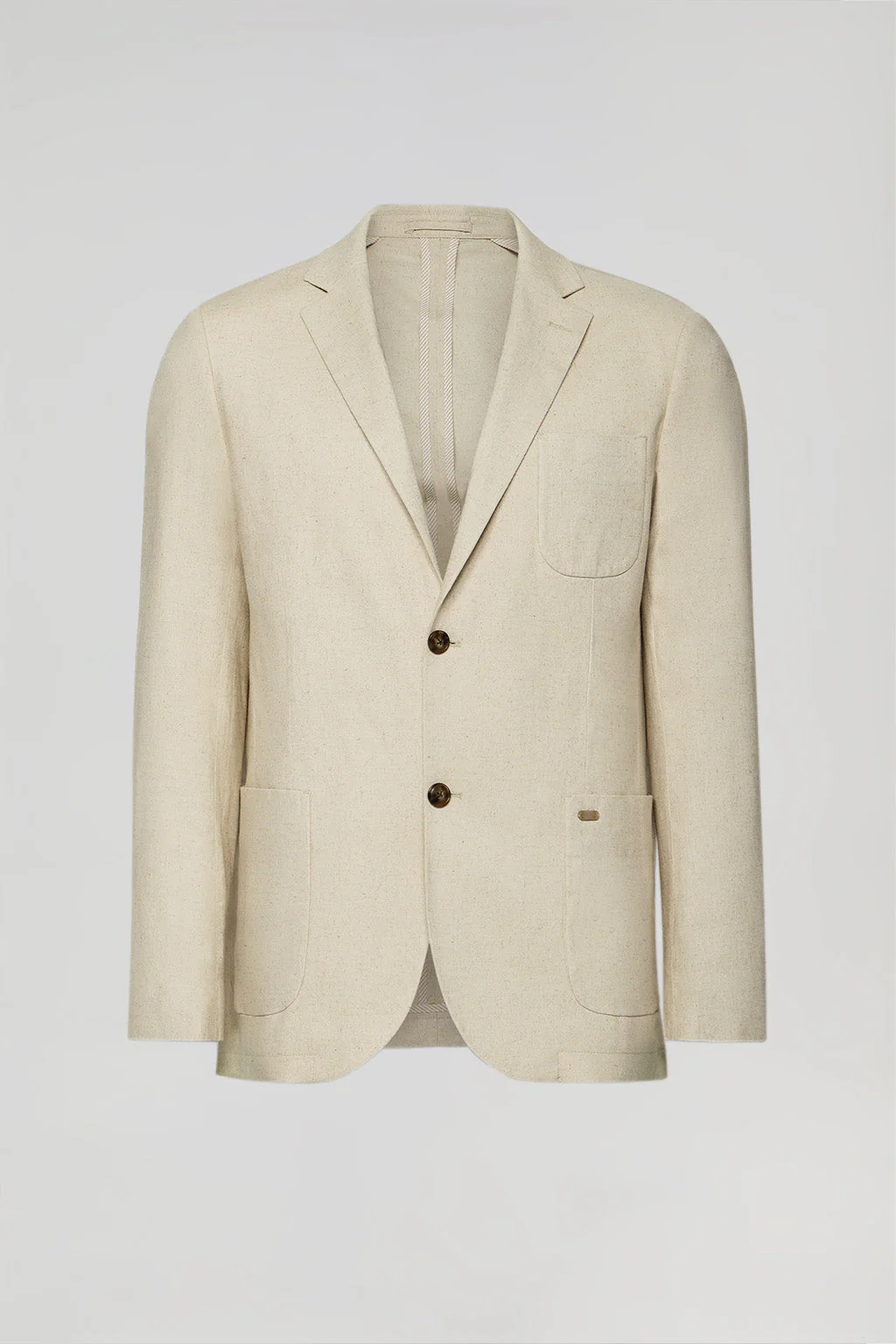 Blazer de lino color arena abotonada con detalles Polo Club - Image 7