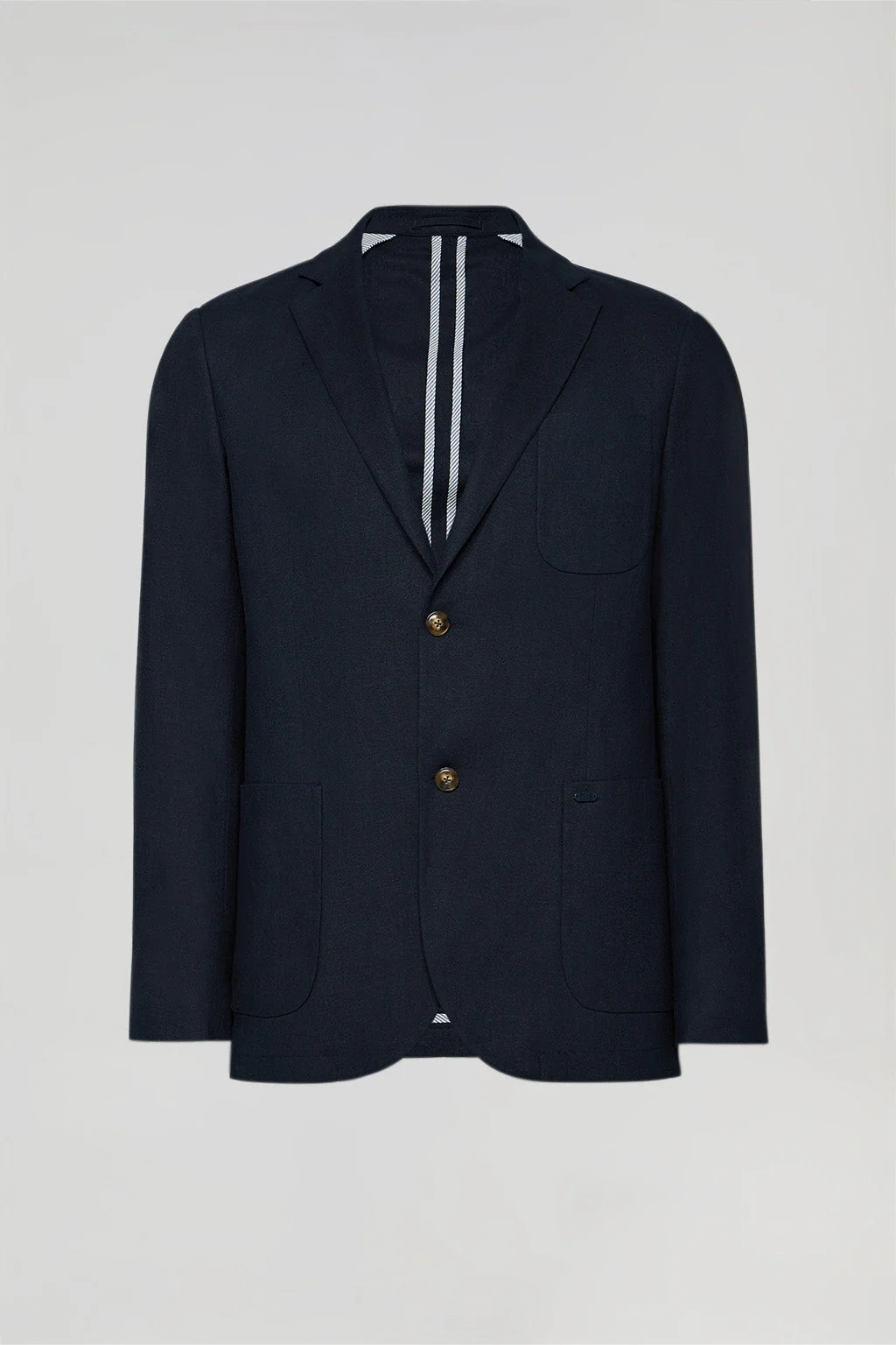 Blazer de lino azul marino abotonada con detalles Polo Club - Image 7