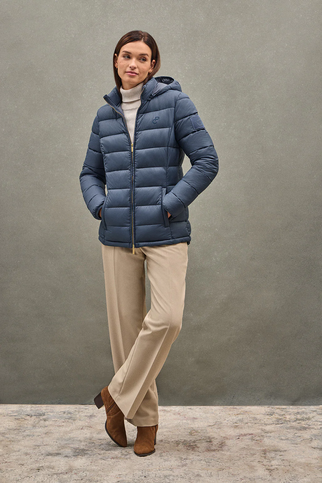 Chaqueta ultralight azul denim con logo Polo Club - Image 3