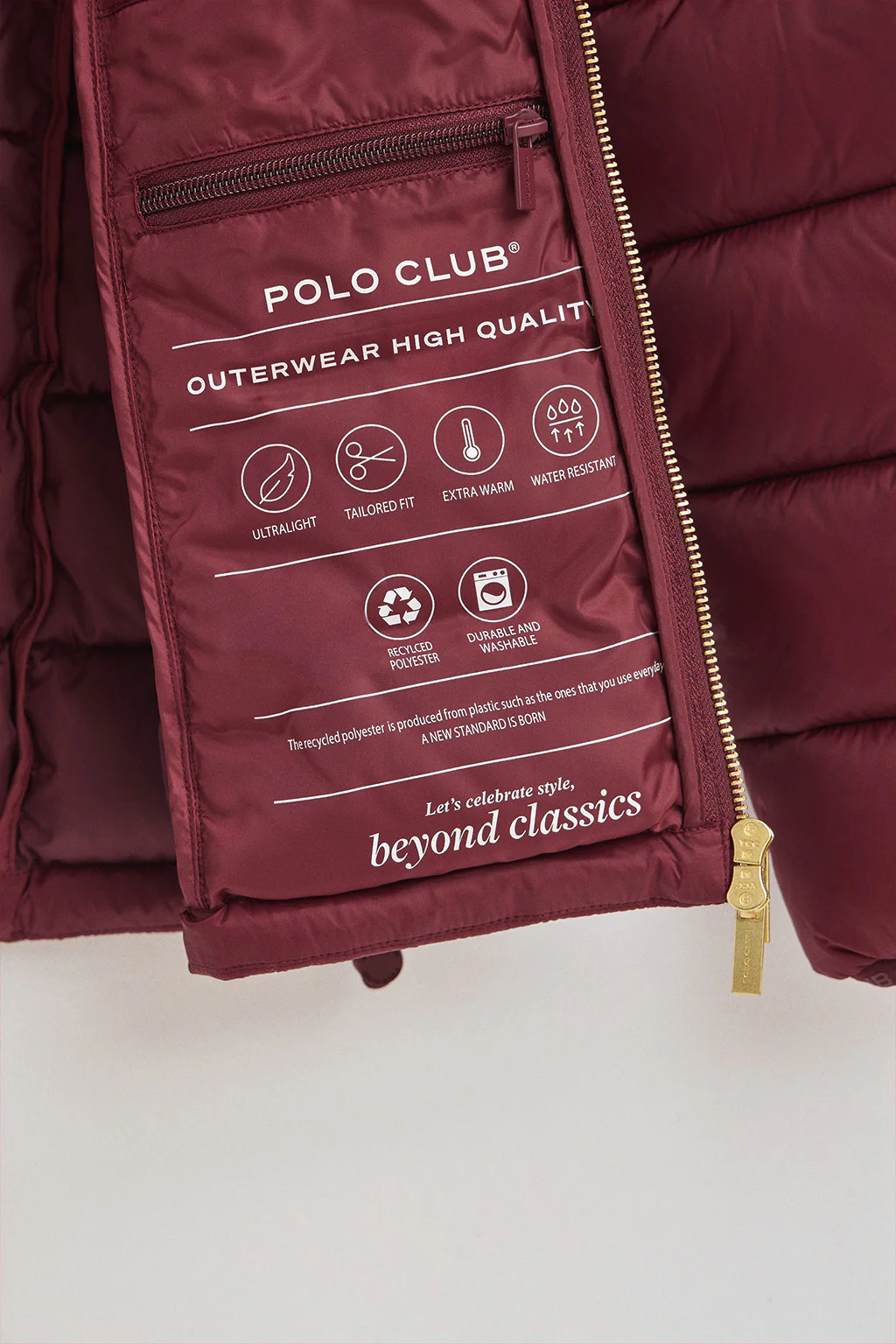 Chaqueta ultralight granate con logo Polo Club - Image 8