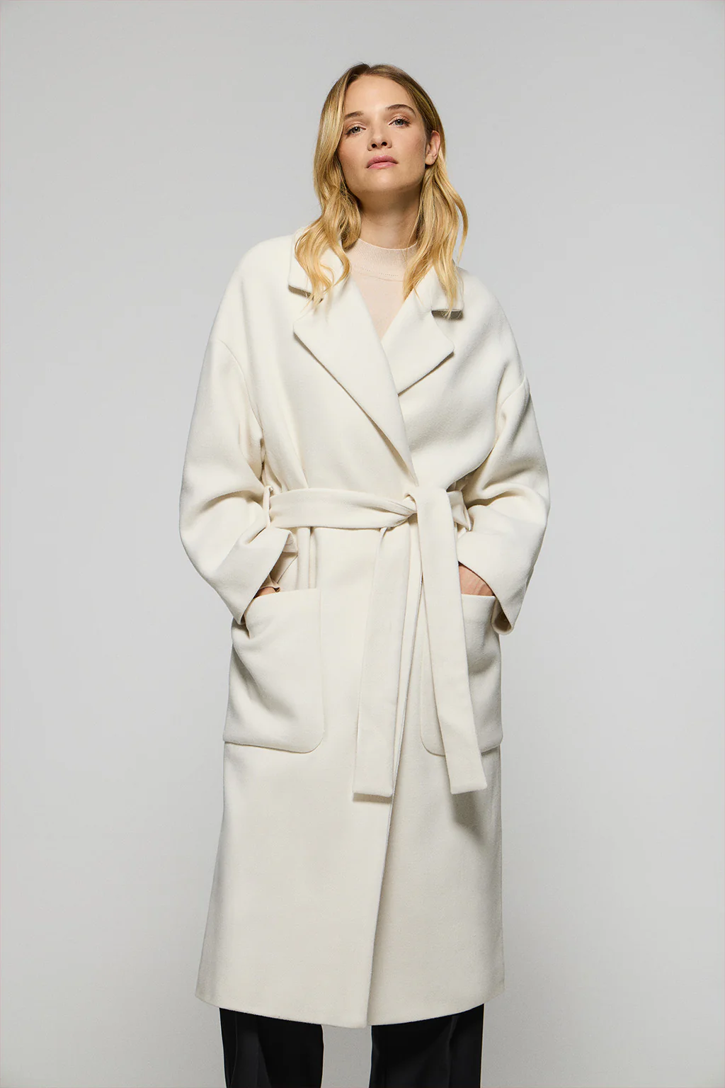 Abrigo largo Carrie beige de paño y detalles Polo Club