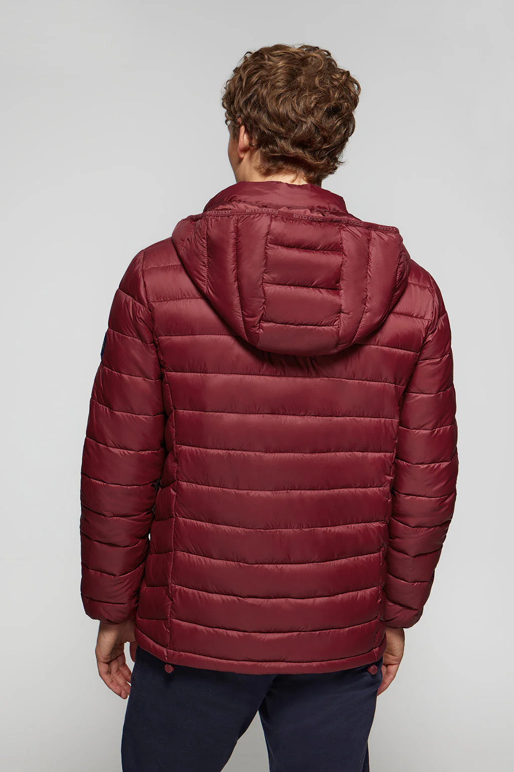 Chaqueta Charles ultralight burdeos con capucha y logotipo Polo Club - Image 6