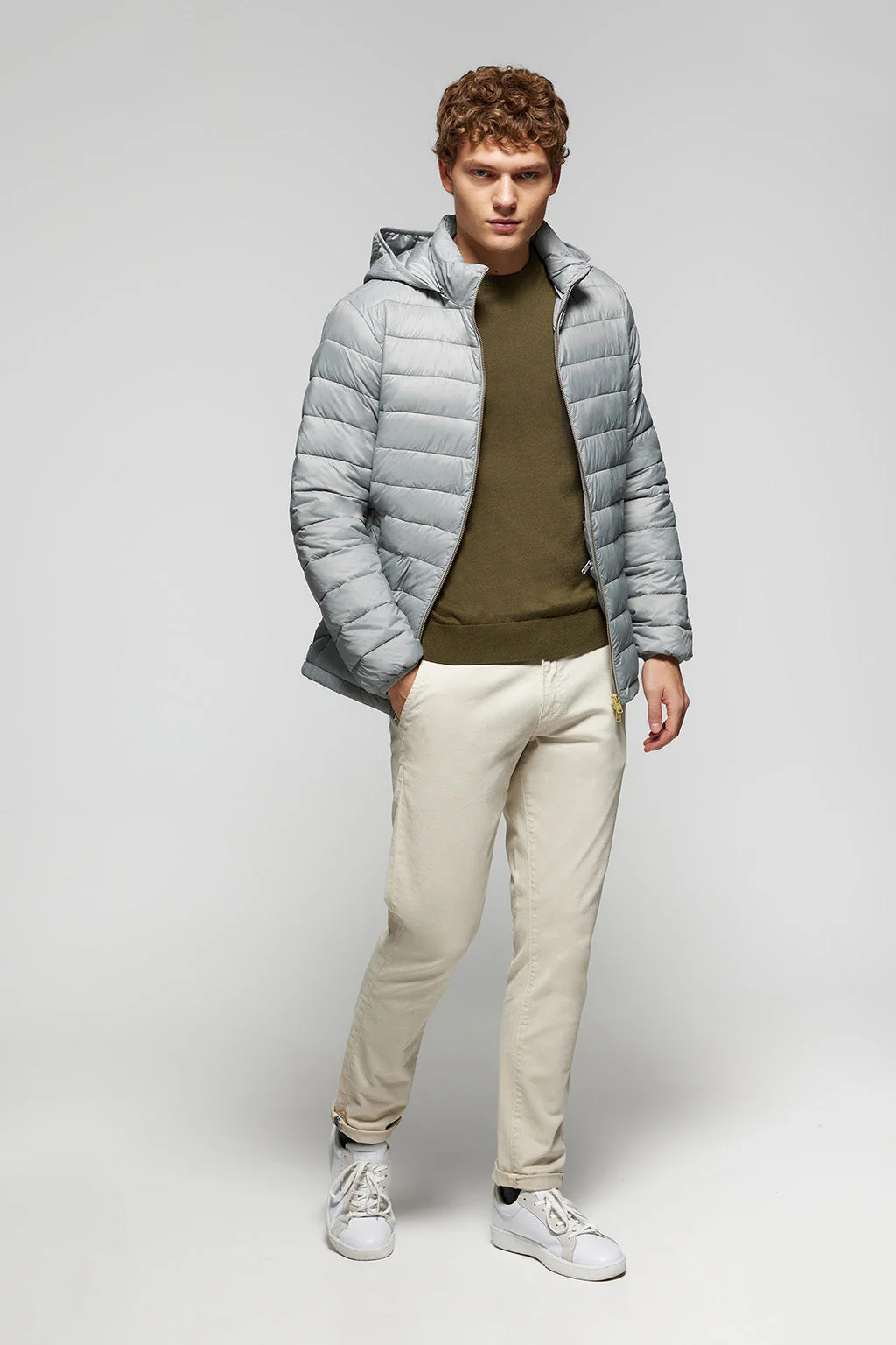 Chaqueta Charles ultralight gris con capucha y logotipo Polo Club - Image 3