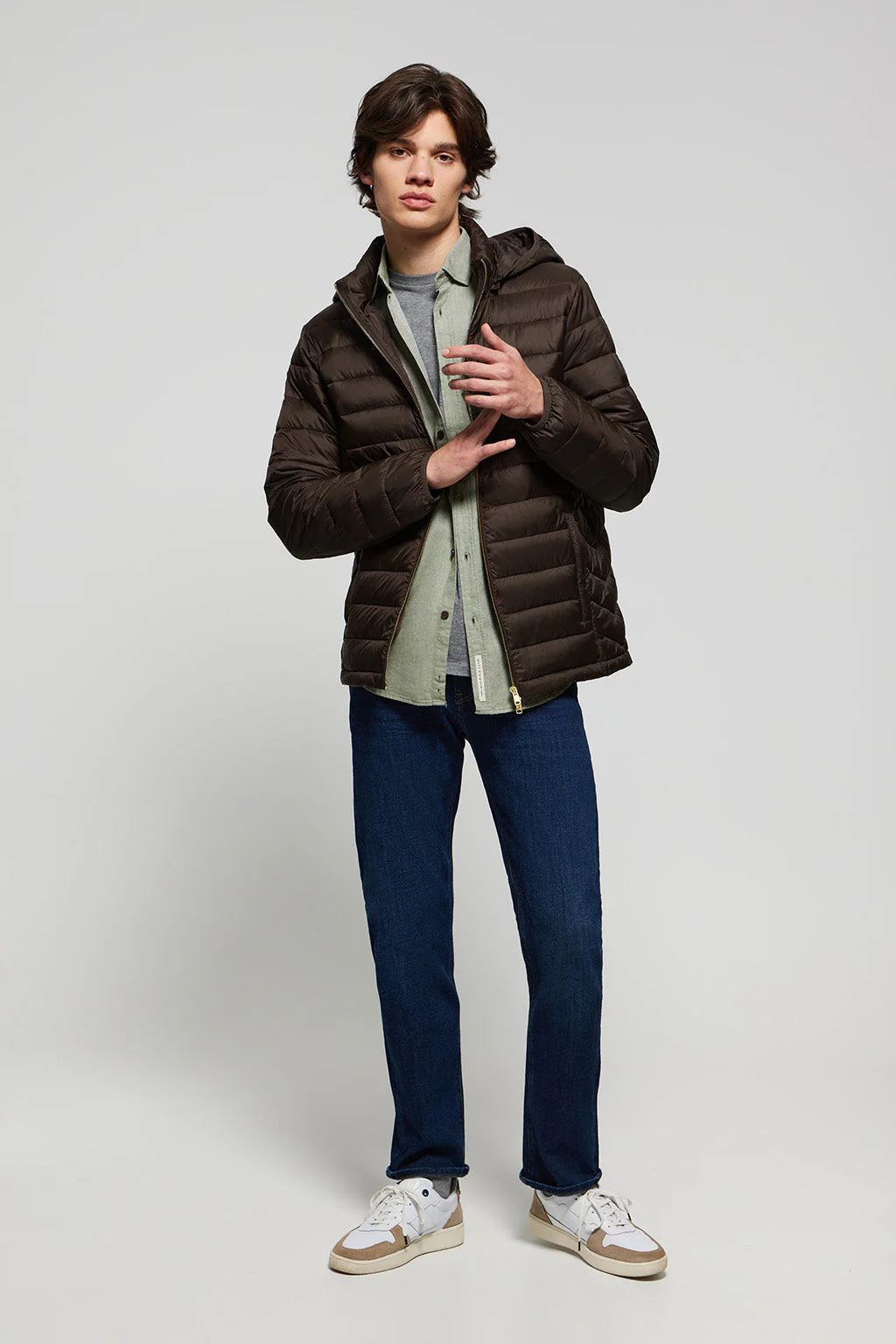 Chaqueta Charles ultralight marrón con capucha y logotipo Polo Club - Image 3