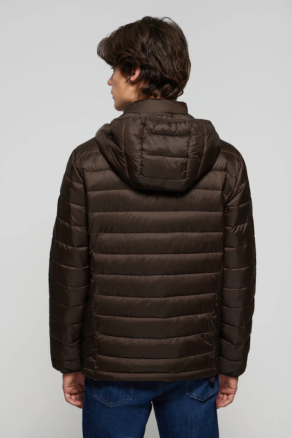 Chaqueta Charles ultralight marrón con capucha y logotipo Polo Club - Image 4