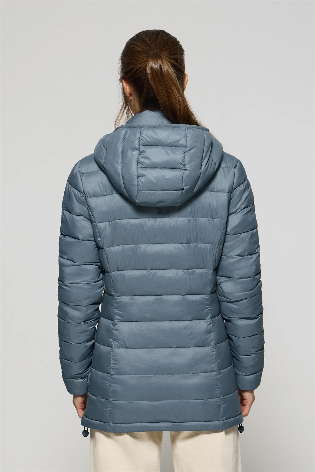 Chaqueta ultralight azul denim Cintia de capucha extraíble y bordado PC - Image 2