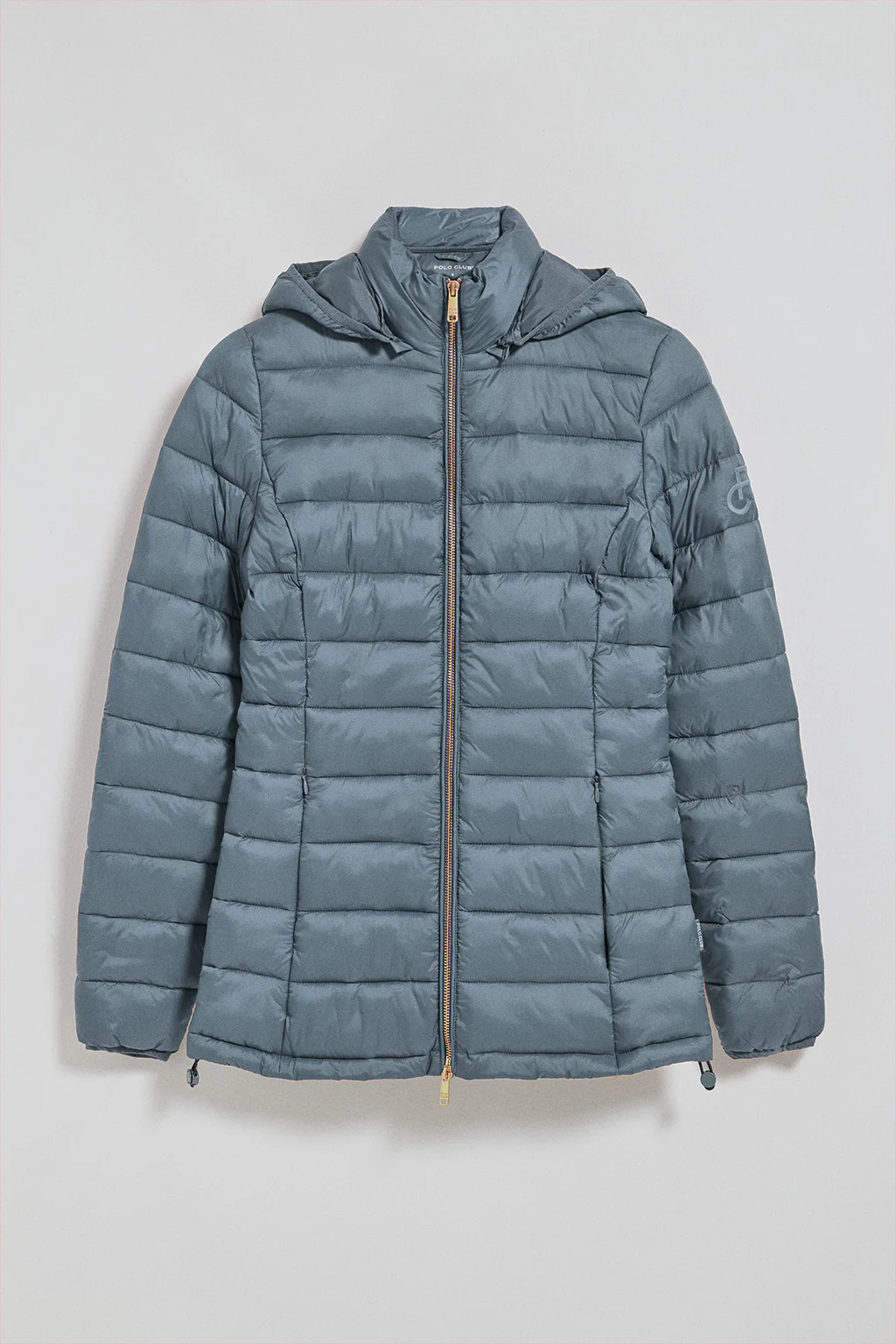 Chaqueta ultralight azul denim Cintia de capucha extraíble y bordado PC - Image 5