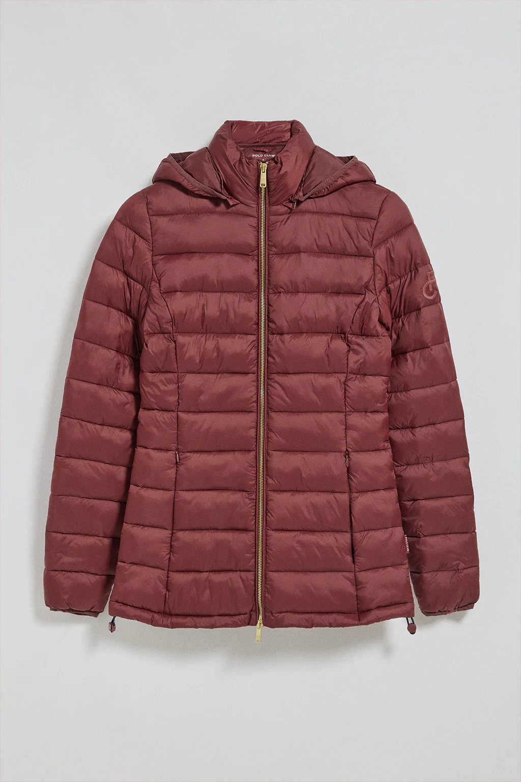 Chaqueta ultralight granate Cintia de capucha extraíble y bordado PC - Image 5