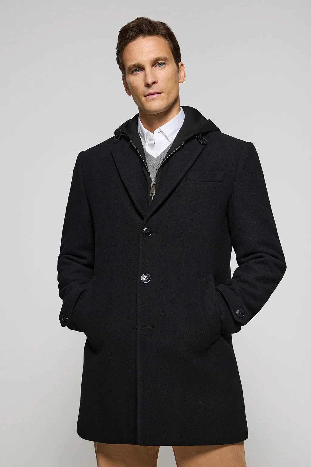 Abrigo Claude negro con detalles Polo Club